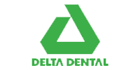The image features a logo consisting of a stylized green letter  A  within a white triangle, accompanied by the text  DELTA DENTAL  below it.