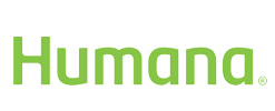 The image displays a logo with the word  HUMANA  prominently displayed in lowercase letters, accompanied by a green checkmark graphic, set against a light background.